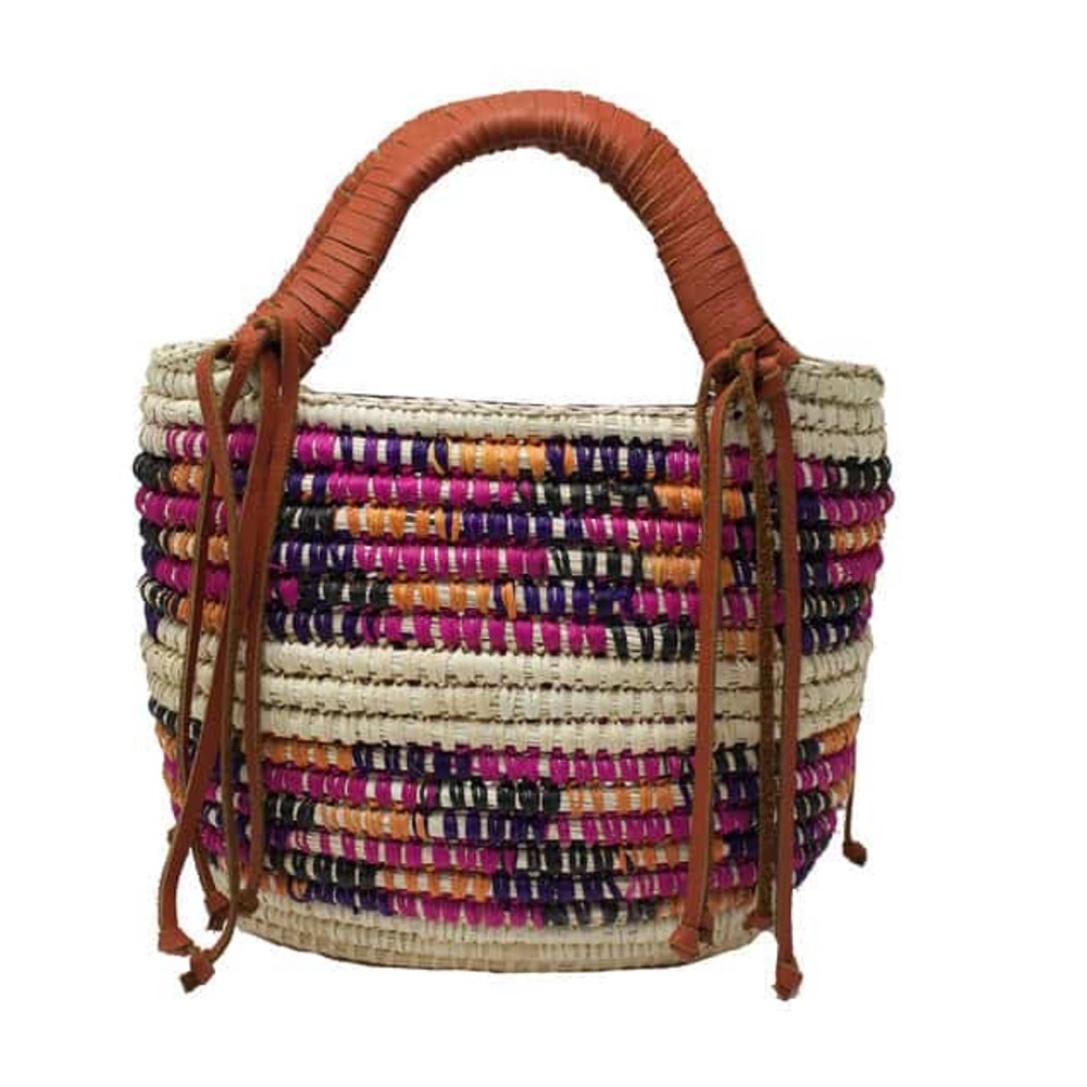 NWT - Los Andes" Oval Tote with Leather Handle - Fuschia Tones